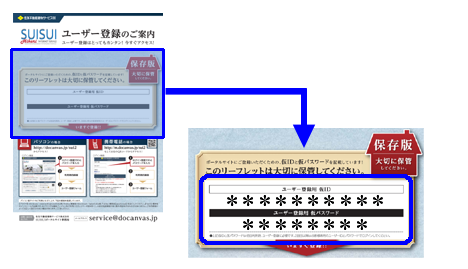パンフレットの裏面に記載されている仮IDと仮パスワード